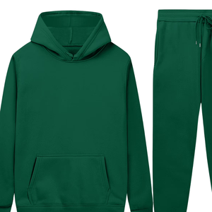 Conjunto Deportivo Informal de Felpa de Algodón, Sudadera con Capucha y Pantalones Deportivos Verdes Unisex, para Gimnasio, Entrenamiento, Ropa de Invierno - Product Image 4