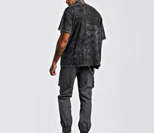 Black Acid Wash Alta calidad Nueva moda Diseño personalizado 250g Camiseta de gran tamaño 100% algodón Camiseta desgastada para hombres - Product Image 5