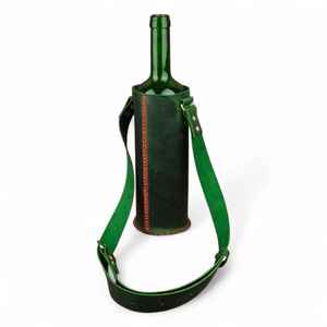 Sac à vin en cuir fait main en cuir fourre-tout à vin avec bandoulière LEB-0027 - Product Image 2