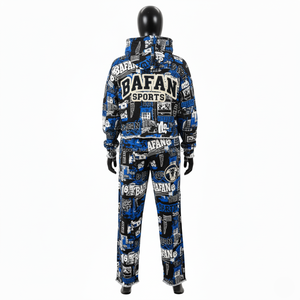 <b>Women</b> Premium 320 GSM Fleece Tracksuit All Over Graphic Print Hoodie and <b>Pant</b> Set Blue <b>Black</b> Custom Logo Tracksuits Plus size - Product Image 2