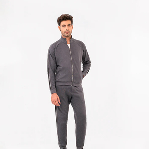 80% Cotton 20% Polyester Tracksuit 2 Piece Zipper Sweatshirt and Trouser Active Wear Tracksuit For Mens Manufactured - Product Image 1