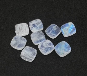 Cojín de piedra lunar de arcoíris Natural, cabujón plano de ambos lados, piedra preciosa azul ardiente para la fabricación de joyas como collar de pulsera - Product Image 5