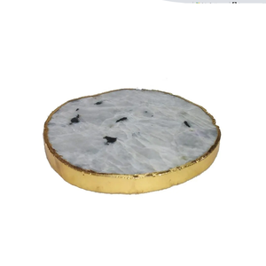 Posavasos de piedra arcoíris de piedra lunar de alta calidad, disco de carga grabado de Chakra, posavasos de cristal para bebidas con proveedor de soporte de café - Product Image 1