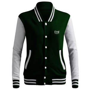 Manches en cuir de corps de laine imprimées de logo personnalisé professionnel Letterman blanc avec le traitement tricoté tissé - Product Image 1