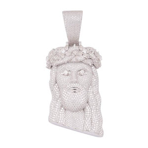 S925 perles de fleur en argent Sterling à la mode Hip Hop inspiré pendentif jésus avec pendentifs de mode Moissanite et bijoux à breloques - Product Image 1