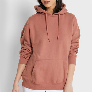 เสื้อฮู้ดดี้โอเวอร์ไซส์สำหรับผู้หญิง สไตล์ลำลอง สีพื้น มีฮู้ด แฟชั่น สามารถสกรีนโลโก้ได้ เนื้อผ้าฟลีซหนานุ่ม - Product Image 1