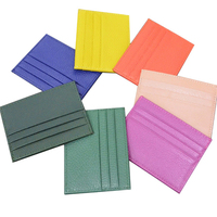 Dompet kartu kulit asli kustom Pria Wanita Dompet kartu kredit Id ramping