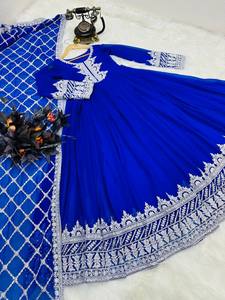 Vestido de trabajo de secuencia bordada de encaje Georgette de calidad superior, conjunto Dupatta de trabajo pesado, tela de césped de precio barato para fiestas - Product Image 6