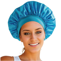 Bonnet en satin de soie unisexe personnalisable, large, doux, réglable et élastique, multicolore, pour la maison/le spa, pour dormir, pour cheveux bouclés