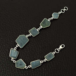 Haute qualité naturel aigue-marine pierres précieuses à la main bracelets délicats 925 argent Sterling à la mode pierre de naissance Boho bijoux - Product Image 1