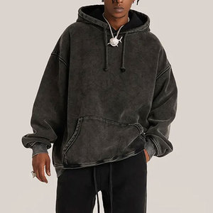 Acide Lavage Hoodies Coton Lourd Français Terry Goutte Épaule Blanc Hoodies Haute Qualité Thermique 350 Gsm Hoodies - Product Image 4
