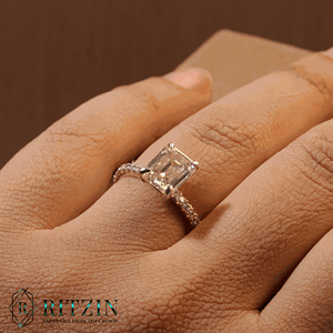 Lab Grown Diamond Round Cut <b>Solitaire</b> Engagement <b>Ring</b> with Sterling <b>Silver</b> Prong Setting for Women - Product Image 1