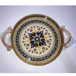 Bandeja de vidrio pintada al revés que sirve producto artesanal de Comercio Justo para mesa de comedor fiestas almacenamiento decoración del hogar - Product Image 2