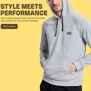 Sudadera con capucha de algodón para hombre con costuras duraderas y sensación acogedora Sudadera con capucha de mezcla de algodón para hombre con dobladillo y puños acanalados - Product Image 3