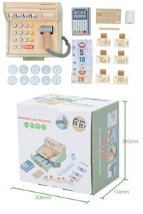 Simulazione finta gioco di denaro contante giocattoli supermercato <span class=keywords><strong>giocattolo</strong></span> in <span class=keywords><strong>legno</strong></span> registratori di <span class=keywords><strong>cassa</strong></span> per bambini - Product Image 6