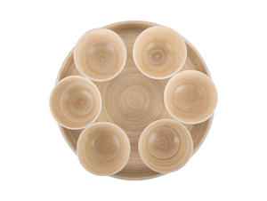 ถาดเสิร์ฟอาหารไม้ไผ่ปั่นทรงกลมหลากสีพร้อมชามขนาดเล็ก6ชิ้นชุดอาหารว่างและอาหารเรียกน้ำย่อยสำหรับใช้ในบ้านและงานปาร์ตี้ - Product Image 2