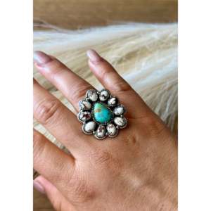 Anillo Ajustable de Plata de Ley con Múltiples Piedras Naturales del Suroeste, Engastado en Bisel, Joyería Artesanal, Regalo - Product Image 2