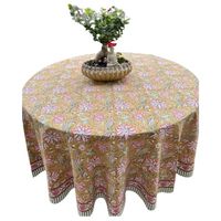 Nappe de table réutilisable en pur coton, imprimée de motifs floraux modernes, faite à la main, personnalisable, de haute qualité, pour décoration de ferme, mariage et maison