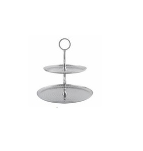 Support à gâteau de luxe en acier inoxydable célébrant le support à gâteau en métal support à gâteau de dessert aux fruits plateaux à 2 niveaux - Product Image 1