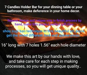 Wood 7 <b>Candles</b> Holders <b>Tray</b> Handmade16.5" Length Wooden Tealight <b>Candles</b> Holder Bar Farmhouse Bathroom Decor Centrepiece - Product Image 6