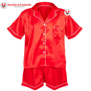 Pyjamas élégants sur mesure Delta Sigma Sorority pour femmes, pyjamas de luxe amincissants, ensembles décontractés en satin de couleur unie, vêtements de maison pour femmes - Product Image 6