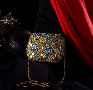 MOSAIC Cadena para mujer Bolso Étnico Caja de Embrague Gris Monedero de Metal Bolso de Noche Cartera Fabricación por LUXURY CRAFTS - Product Image 3