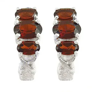 Boucles d'oreilles créoles tendance pour femmes en argent 925, plaqué or 18 carats, or rose, diamant, rubis, perle, bijoux en pierres précieuses, forme de cœur, de fleur - Product Image 2