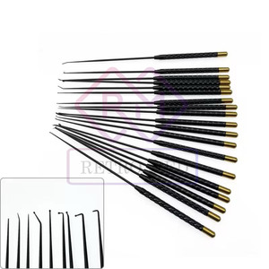 Micro-instruments pour nerfs : Crochets vasculaires, Spatules nerf, Curettes, Dissecteurs en forme de goutte d'eau, en acier inoxydable réutilisable, 19 pièces/kit - Product Image 2