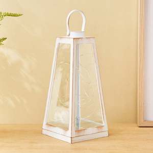 Estilo europeo al aire libre patio Shabby Chic decoración del hogar antiguo blanco jardín colgante Metal linterna Vintage boda linterna - Product Image 1