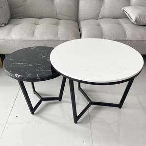 Modern Design Double <b>Sofa</b> <b>Table</b> Convertible Nesting Living Room Furniture with Stone Top and Iron Legs Durable TT68205 - Product Image 4