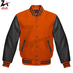 Veste universitaire Letterman veste de baseball corps en laine manches en cuir de vachette couleurs personnalisées broderie Patchwork vestes universitaires - Product Image 3