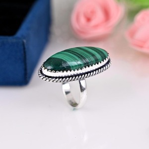 Joyería de piedras preciosas de malaquita para mujer, anillo de estilo bohemio de plata, joyería de plata de ley 925, anillo hecho a mano de tendencia, Regalo para mamá - Product Image 5