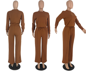 Haut court décontracté à manches longues pour femmes, pantalon de survêtement à capuche néon avec cordon de serrage, ensemble d'automne pour femmes, tenues deux pièces 2025 - Product Image 6