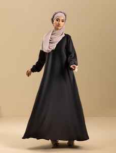 Abaya ample et respirante en polyester, longueur au sol, style décontracté, personnalisable, avec broderie ouverte, pour femme musulmane, collection 2025, vêtement islamique, robe hijab - Product Image 3