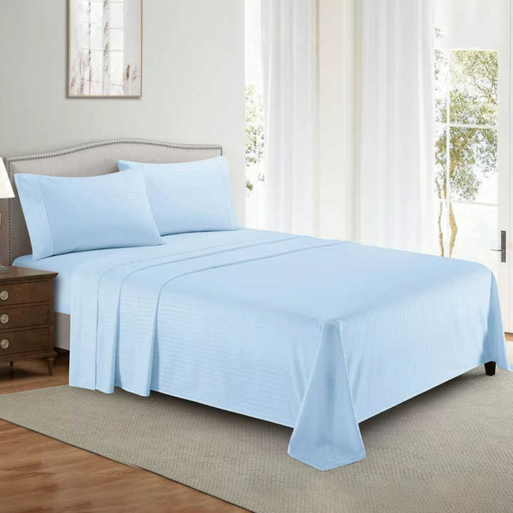 Premium Hotel Quality White Stripe Cotton Duvet Cover Set Double King Size Bed Sheet for Home Use Low Price OEM Available