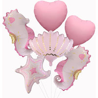 Ensemble de ballons en aluminium sous-marins : Hippocampe, Coquille de tortue, Étoile de mer, Ballons en forme de cœur, Décorations pour fête d'anniversaire sirène et baby shower