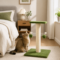 Tiang Garukan Kucing Ramah Lingkungan, Tahan Lama, dari Tali Sisal Alami, Mainan Gantung untuk Kucing Indoor, Desain Ringkas, Kemasan Kardus