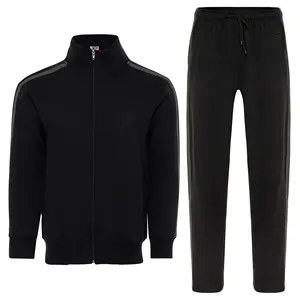 Conjunto de 2 piezas Chándales para hombre Conjunto de 2 piezas Running Jogging Sweatsuit Full Zip Sweatsuit Athletic Sports Set Black Char 2Pipe