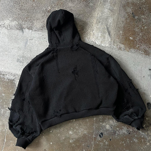 Sweat à capuche en détresse avec 4 fermetures à glissière avant et fermetures à glissière à double manche Sweat à capuche unisexe personnalisé de haute qualité 100% coton polaire élégant - Product Image 6