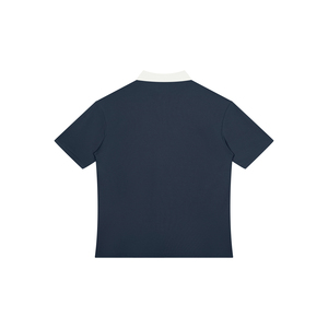 Polo unisexe en maille écologique à col zippé avec broderie, couleur unie, manches courtes, mélange de spandex, disponible en taille XL - Product Image 2
