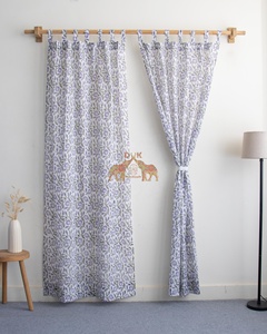 Ensemble de rideaux en coton imprimé floral de luxe sur mesure, rideaux en voile transparent pour le salon - Product Image 2