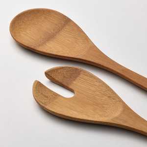 Service à salade en bois lot de 2 avec finition naturelle pour la maison hôtel restaurant mariage événement vaisselle ensemble de couverts en bois - Product Image 3