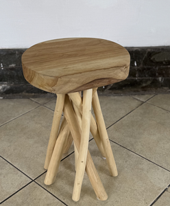 Minimalist Modern <b>Garden</b> Teak Branch Mini <b>Stool</b> Natural for Outdoor Furniture and Decoration Villa Multi Function - Product Image 2