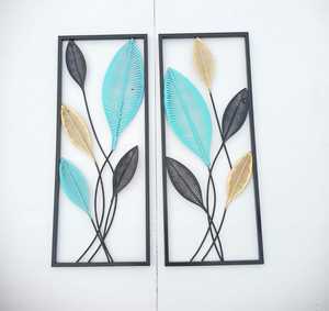 ชุดศิลปะใบไม้โลหะแบบโมเดิร์นชุด2ชิ้นแบบแขวนได้ง่ายศิลปะใบไม้ติดผนังสำหรับห้องนั่งเล่นสำนักงานงานแต่งงานวันเกิด - Product Image 3