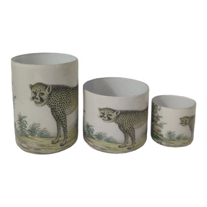 Estampado de leopardo verde oliva último diseño personalizado pegatina vidrio votivo centro de mesa boda decoración del hogar tarros de velas vacías recipiente - Product Image 1