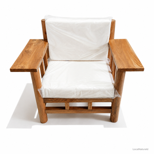 Chaise de jardin en teck massif, siège de patio extérieur avec coussin, design moderne, pieds effilés, mobilier de restaurant - Product Image 1