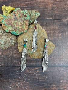 Pendentif plume en argent sterling avec paon Dahlia barbe à papa Dahlia Rose Design fait main bijoux cadeau - Product Image 3