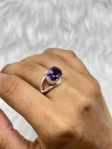Natural Amethyst Boho <b>Ring</b> Handmade <b>Silver</b> <b>Statement</b> <b>Ring</b> with Oval Cut Diamond Bezel Setting for Weddings - Product Image 2