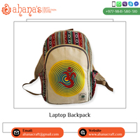 Sac à dos pour ordinateur portable Ahana LB-002 2023 unisexe en coton/cannage, style japonais, 15 pouces, fabriqué au Népal, capacité 36-59L, fermeture éclair imperméable, souple