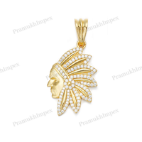 Pendentif personnalisé en moissanite, motif chef indien, plaqué or, collier avec coiffe tribale, en argent sterling, bijoux hip-hop unisexe pour soirée, style glacé